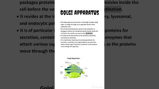 Golgi Apparatus  Cell organelle  NCERT ncert csirnet biology lifescience [upl. by Tolkan427]