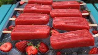 Paletas de fresa o frutilla sin azúcar  Recetas de Laylita [upl. by Kape24]