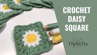 Simple Daisy Granny Square Crochet Tutorial  Ophelia Talks Crochet [upl. by Akemhs]