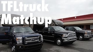 2015 Ford F350 vs Chevy 3500 vs Ram 3500 Heavy Duty Dually Matchup Towing Review [upl. by Heidi]