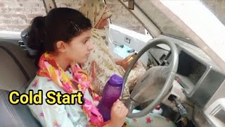 Coldstart Cranking coldstart pedal Pumping manual car Mrs HAMAYUN VLOG [upl. by Eppillihp]