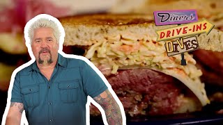 Guy Fieri Eats RealDeal Pastrami in California  Diners DriveIns and Dives  Food Network [upl. by Aras]