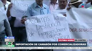 Camaroneros protestan en contra de la importación de camarón por comercializadoras [upl. by Charley]