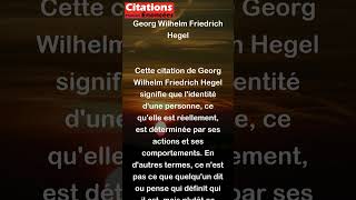 Georg Wilhelm Friedrich Hegel  Lhomme nest rien dautre que la série de ses actes shorts [upl. by Oflunra111]