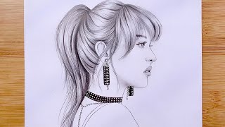 Easy drawing tutorial step by step  How to draw cute Face  side view  Pencil Sketch for beginners [upl. by Beberg]