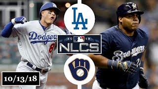 Los Angeles Dodgers vs Milwaukee Brewers Highlights  NLCS Game 2  October 13 2018 [upl. by Ygiaf]