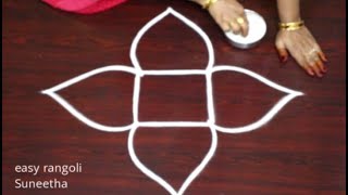 Creative rangoli muggulu with 2 dots  easy rangoli amp kolam designs by Suneetha [upl. by Ennairak]