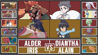 ALDER amp IRIS vs DIANTHA amp ALAIN  Pokémon Champions Double Tournament Battle 3 [upl. by Greenebaum]