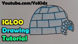 How to draw an Igloo Step by step and easy for kids [upl. by Maxie925]