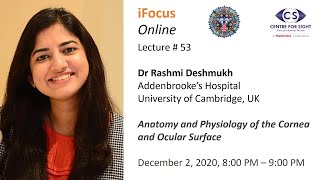 iFocus Online Session 53 Anatomy amp Physiology of the Cornea amp Ocular Surface  Dr Rashmi Deshmukh [upl. by Liza]