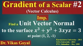 Gradient of a Scalar Field 2 in Hindi Imp  Vector Calculus  Engineering Mathematics [upl. by Nahtonoj]