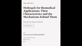 Hydrogels for Biomedical Applications Their Characteristics and the Mechanisms behin  RTCLTV [upl. by Ransom]