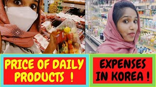 EXPENSES IN KOREA  PRICE OF DAILY PRODUCTS I USE  SUPER MARKET SHOPPING  SHABAZZ WORLD MALAYALAM [upl. by Ettevi675]