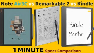 Boox Note Air 3C VS Remarkable 2 VS Kindle Scribe  1 MINUTE Specs Comparison [upl. by Suhail498]