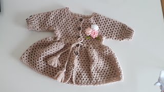 Crochet 14 How to crochet girls cardigan [upl. by Ailliw]