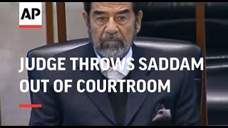 Chief judge throws Saddam out of courtroom plus street reax [upl. by Kaete14]