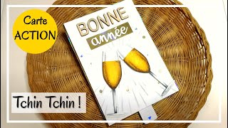 TUTO CARTE  BONNE ANNEE  Verres qui trinquent VRAIMENT  Carte INTERACTIVE ACTION  DIY Scrap [upl. by Short]