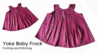 Yoke baby frock cutting and stitching  yoke baby frock [upl. by Enilegna]