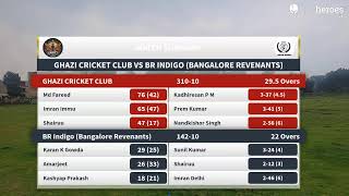 Live Cricket Match  GHAZI CRICKET CLUB vs BR Indigo Bangalore Revenants  27Oct24 0817 AM 30 [upl. by Bodrogi662]