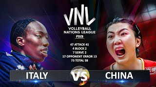 Italy vs China  Womens VNL 2024 [upl. by Ankney]