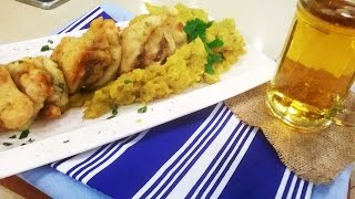 Postas de abadejo fritas con puré de batata a la mostaza [upl. by Euqinue542]