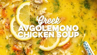 Avgolemono Soup  Greek Lemon Chicken and Rice Soup  Supergolden Bakes [upl. by Tad59]