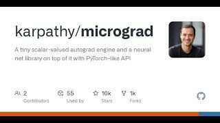 GitHub  karpathymicrograd A tiny scalarvalued autograd engine and a neural net library on top [upl. by Croner555]