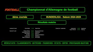 BUNDESLIGA  2ème journée 20242025  Résultats  Classements  Buteurs  Passeurs  Stats  Infos [upl. by Viking]