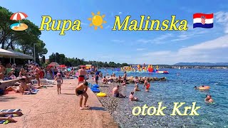 Plaža RUPA 🏖️ Malinska 2024 ☀️ Otok Krk 🇭🇷 Croatia 🏖️ Beach [upl. by Nahtonoj]