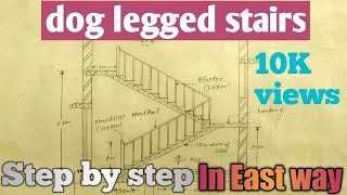 how to draw Dog legged stair step by step in simple waycivil engineering drawing👍👍👍 [upl. by Zulema]