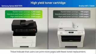 Samsung Xpress M2675FN vs Brother MFC7360NHigh yield toner cartridge [upl. by Asuncion]