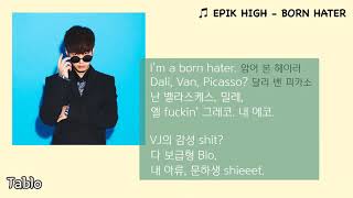 에픽하이EPIK HIGH  born hater 외우기본헤이터 외우기본헤이터 파트별 가사lyrics 훅 제거훅 제외 [upl. by Papagena]