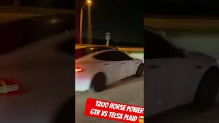 1200 HP GTR vs TESLA PLAID 🚀🤯 [upl. by Joleen]