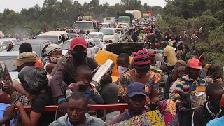 DR Congo volcano Thousands flee amid second eruption warning [upl. by Fonsie]