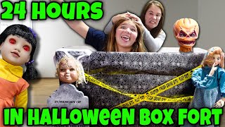 We Spent 24 Hours In A Halloween Box Fort The Squid Game DOLL Was There 24 Hours Gone Wrong [upl. by Damali]