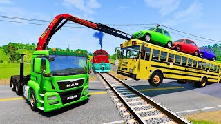 TRANSPORTING PIXAR CARS amp FRUITS WITH COLORED amp JOHN DEERE vs CLAAS vs TRACTORS  BeamNGdrive [upl. by Evilc]