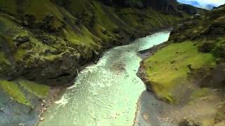 Iceland from above  Canyon and Waterfall [upl. by Eehtomit80]