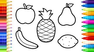 Fruits Coloring Pages  How to Draw and Paint Sweet Fruits  Art Colours for Kids [upl. by Janina837]