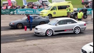 94 Audi S4 Quattro 22T 20v vs Nissan Skyline GTR R32 RB26 14 mile drag race [upl. by Zelazny]