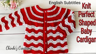 Baby Cardigan in Perfect Shape Baby Layette Knitting 612 महीने के बच्चे के लिए कार्डिगन बुनाई [upl. by Oiznun]