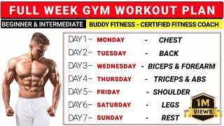 Full Week Gym Workout Plan  Gym Workout Plan  BuddyFitness [upl. by Hsenid129]