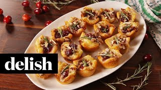 How to Make Cranberry Brie Bites  Recipe  Delish [upl. by Bellaude]