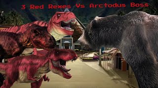 3 Red Rexes vs Arctodus Boss  Jurassic World Alive [upl. by Asilenna]