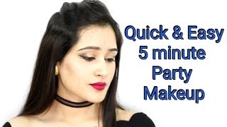 PARTY MAKEUP IN 5 MINS FOR BEGINNERS Quick amp Easy Makeup Look [upl. by Blithe]