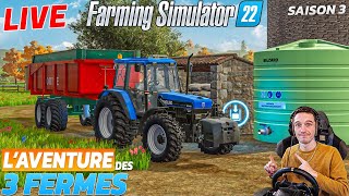 PREMIER LIVE SUR LAVENTURE DES 3 FERMES  Farming Simulator 22 [upl. by Quiteri]