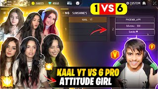 Me Vs 6 Pro girls 😨❤️  grandmaster girls call me noob  papa ki pari ka attitude 😤  free fire [upl. by Mccahill]