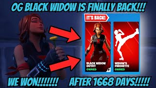 OG BLACK WIDOW FINALLY RETURNED TO THE ITEM SHOP WE WON Fortnite Battle Royale [upl. by Aninotna]