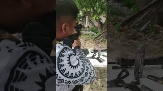 AIRSOFT RIFLE TM MTR16 GOLD TARGET FIRING ROMBLON airsoft toyguns toys MARUI airsoftrifle [upl. by Terrell]