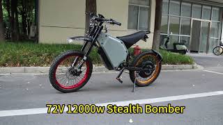 custom 72v stealth bomber Electric Dirt Bike 12000w 8000w 5000w 3000w bicycle mtb electricbike [upl. by Yreme]