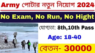 Indian Army Potar New Recruitment 2024  Indian Army Open Rally Bharti 2024 [upl. by Thursby]